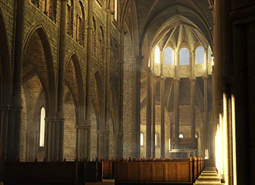 INTÉRIEUR D'UNE ABBAYE - Reconstruction de bâtiments historiques détruits